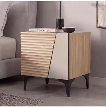 MCW MCW-Q83 Nachttisch MDF Melamin-Beschichtung, Eiche-Optik (102233)