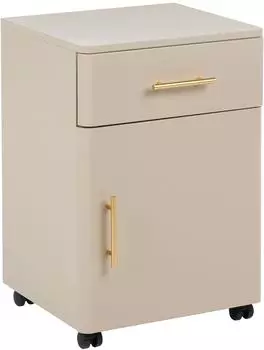 Beliani Ombura Nachttisch Metall beige mit Schublade und T&uuml;r