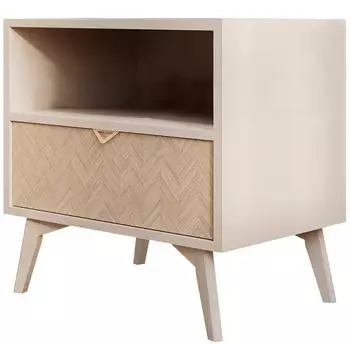 Lookway Aloe Nachttisch Fischgr&auml;tenmuster sandbeige, 54x54x38cm (800001807806)