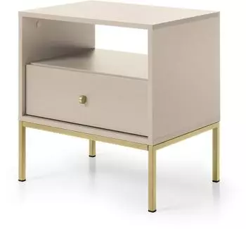 Masseno Mondo Nachttisch beige, gold, 1 Schublade, 53,6x56,2x39cm (800001095190)