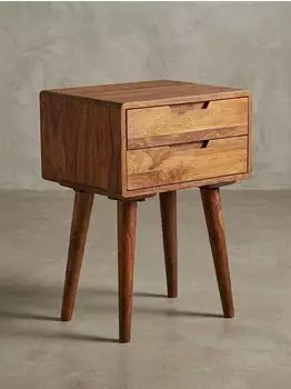 KADIMA DESIGN WL5.578 Nachttisch Sheesham Massivholz, 2 Schubladen, 47x66x36cm (WL5.578)