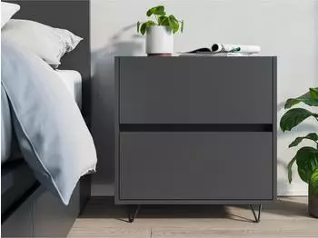 Posseik Nachttisch Industrial A 2 Schubladen, 60cm, graphitfarben