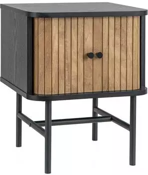 Costway Nachttisch mit Schiebetüren, schwarz, 40x39x49cm (TG32779NW)