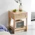 MODFU Nachttisch mit Rattan-Front und Schublade, 40x55x40cm