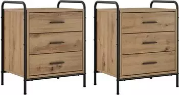 vidaXL Nachttisch 2er-Set Artisan-Eiche 48x36,5x60cm Holzwerkstoff