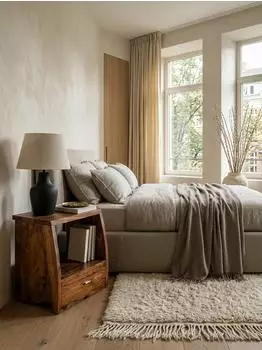 KADIMA DESIGN Nachttisch Mumbai Sheesham Massivholz, 1 Schublade, 53cm