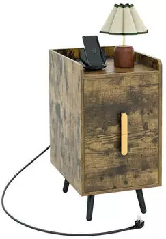 Costway Nachttisch mit Ladestation, 2 Schubladen & USB-Anschlüssen, 32x40x60cm (TG32707PQ-ORDE)