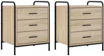 vidaXL Nachttisch 2er-Set Sonoma-Eiche 48x36,5x60cm Holzwerkstoff