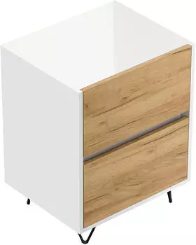 Posseik Nachttisch Industrial A 2 Schubladen, weiß/Eiche, 51,2x65x42cm