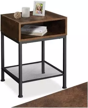 TecTake Nachttisch Harlow Industrial Holz dunkel, rustikal (40,5x40,5x59cm)