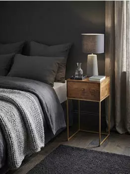 KADIMA DESIGN Nachttisch Mango Massivholz/Metall, 1 Schublade, 40x75,5x35cm