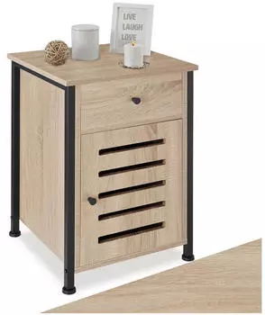 TecTake Waterford Nachttisch mit Schublade, Industrie Holz hell, Eiche Sonoma (404736)
