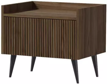 Beautysofa Amfali Nachttisch geriffelte Front, Push-to-Open, Nussbaum (800001979218)