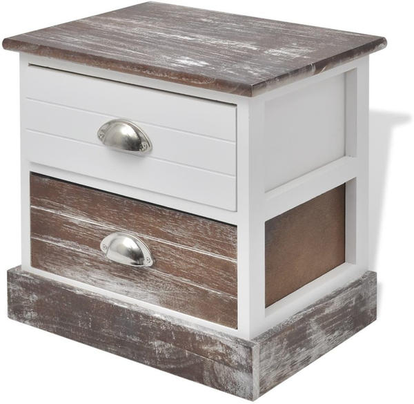 vidaXL Bedside Table Brown and White