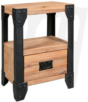 vidaXL Bedside Table in Acacia Wood and Steel