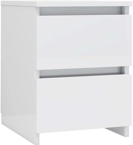 vidaXL High Gloss Bedside Cabinet - White