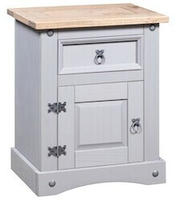 vidaXL Nachttisch im Mexiko-Stil Corona Kiefernholz Grau 53x39x67 cm