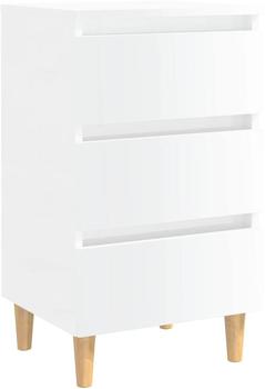 vidaXL Nachttisch mit Massivholz-Beinen Hochglanz-Weiß 40x35x69 cm (805899)