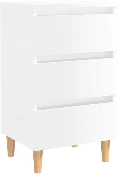 vidaXL Nachttisch mit Massivholz-Beinen Hochglanz-Weiß 40x35x69 cm (805899)