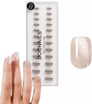 Doonails Soft Gel Press Ons 30 Stk. Extra Short Square Cateye Champagne
