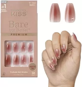 Kiss Bare but Better Premium TruNude Nail Shades Medium 30 Stk. Shine
