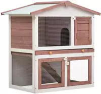 vidaXL Kaninchenstall 3 T&uuml;ren Braun Holz