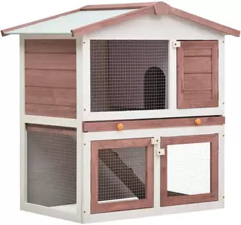 vidaXL Kaninchenstall 3 T&uuml;ren Holz braun (170838)
