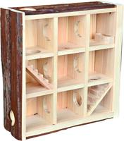 TRIXIE 61709, TRIXIE Turm mit 9 Kammern, Hamster, Rindenholz, 30 x 30 x 10 cm