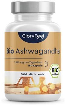 GloryFeel Bio Ashwagandha 1.980 mg Kapseln (180 Stk.)