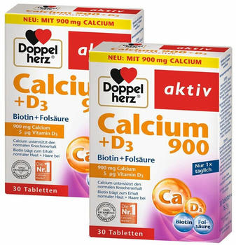 Doppelherz aktiv Calcium 900 + D3 + Biotin + Folsäure Tabletten (2 x 30 Stk.)