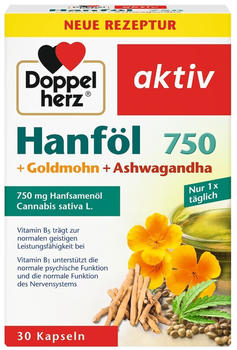 Queisser Doppelherz aktiv Hanföl + Goldmohn + Ashwagandha Kapseln (30 Stk.)