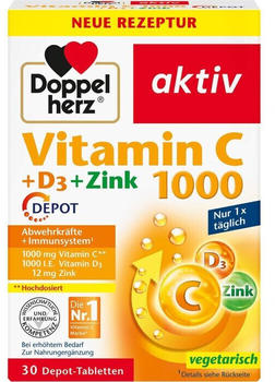 Queisser Doppelherz Vitamin C 1000 + D3 + Zink Depot Tabletten (30 Stk.)
