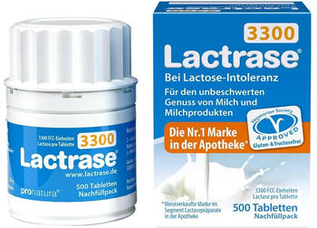 Pro Natura Lactrase 3.300 FCC Tabletten im Klickspender Nachfüllpackung (500 Stk.)