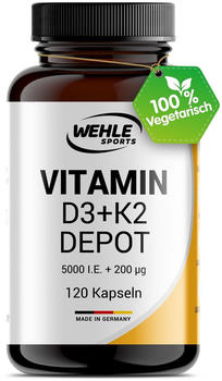Wehle Sports Vitamin D3 5.000 I.E. & K2/MK7 200µg Kapseln (120 Stk.)