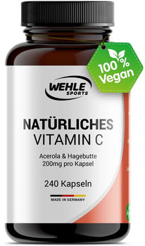 Wehle Sports Natürliches Vitamin C Acerola & Hagebutte 200mg Kapseln (240 Stk.)