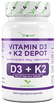 Vit4ever Vitamin D3 20.000 I.E. + K2 200µg Tabletten (100 Stk.)