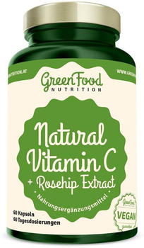 GreenFood Nutrition Natural Vitamin C + Hagebutten Extrakt Kapseln (60 Stk.)