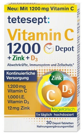 Tetesept Vitamin C 1.200 + Zink + D3 Depot Tabletten (30 Stk.)