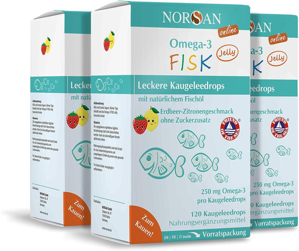Norsan Omega-3 Fisk Jelly Erdbeer-Zitrone (3x120 Stk.)