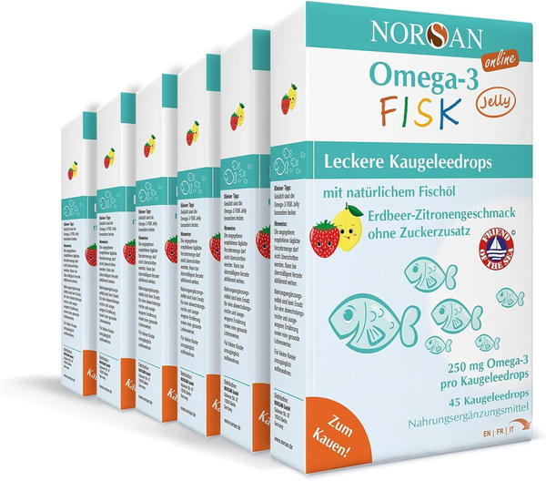 Norsan Omega-3 Fisk Jelly Erdbeer-Zitrone (6x45 Stk.)