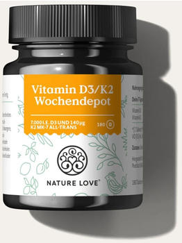 Nature Love Vitamin D3/K2 Wochendepot Tabletten (180 Stk.)