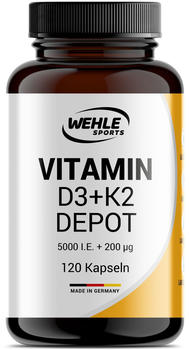 Wehle Sports Vitamin D3 5.000 I.E. & K2/MK7 200µg Kapseln (240 Stk.)