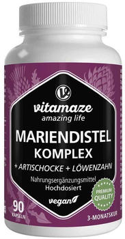 Vitamaze Mariendistel Komplex Artischocke + Löwenzahn vegane Kapseln (90 Stk.)