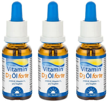 Dr. Jacobs Vitamin D3 &Ouml;l forte 2000 IE D3 hochdosiert 640 Tropfen (3x20ml)