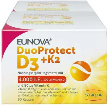 Eunova Duoprotect D3 + K2 4000 I.E. Kapseln (2x90 Stk.)