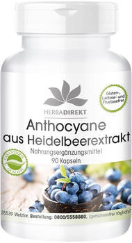 Warnke Gesundheit Herba Direkt Anthocyane aus Heidelbeerextrakt Kapseln (90 Stk.)