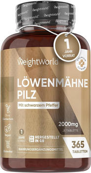 Weight World Löwenmähne Pilz Tabletten (365 Stk.)