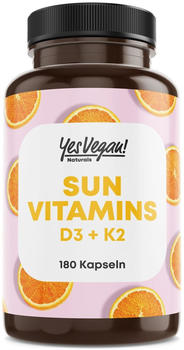 Yes Vegan Sun Vitamins Vitamin D3 + K2 Kapseln (180 Stk.)