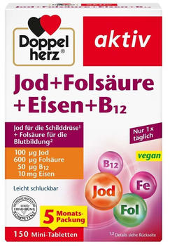 Doppelherz aktiv Jod + Fols&auml;ure + Eisen + B12 Mini-Tabletten (150 Stk.)