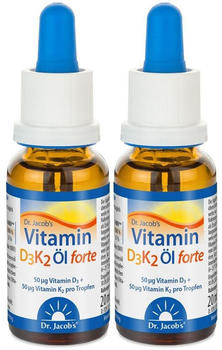 Dr. Jacobs Vitamin D3K2 &Ouml;l forte 2000 IE D3+K2 hochdosiert (2x20ml)
